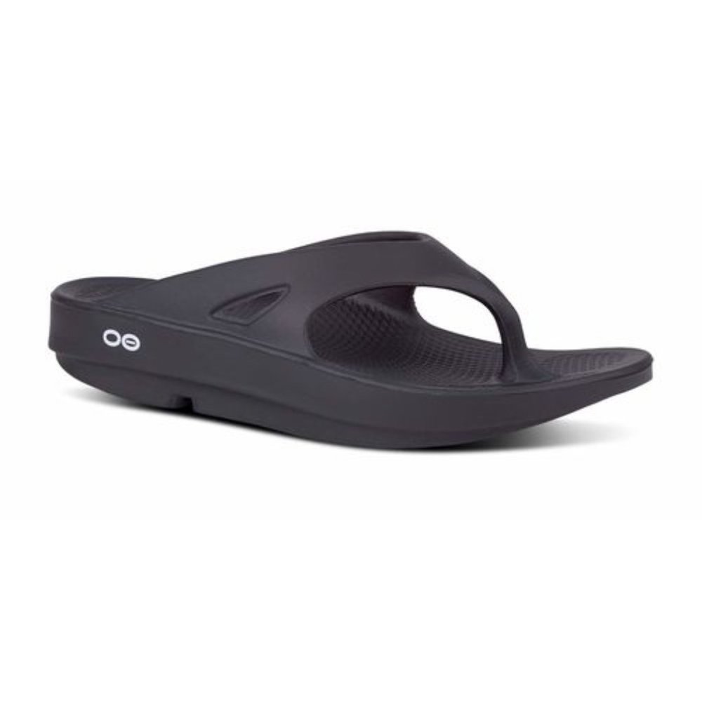Sz 9 OOFOS Unisex Black Thong Flip Flops